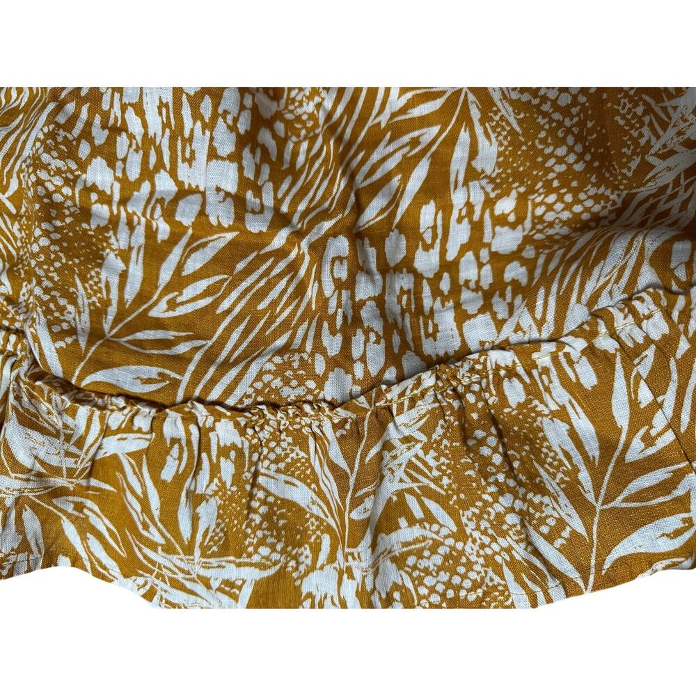 Christian Siriano Linen Womens Skirt size L Boho vacation Floral cream mustard - Picture 7 of 9